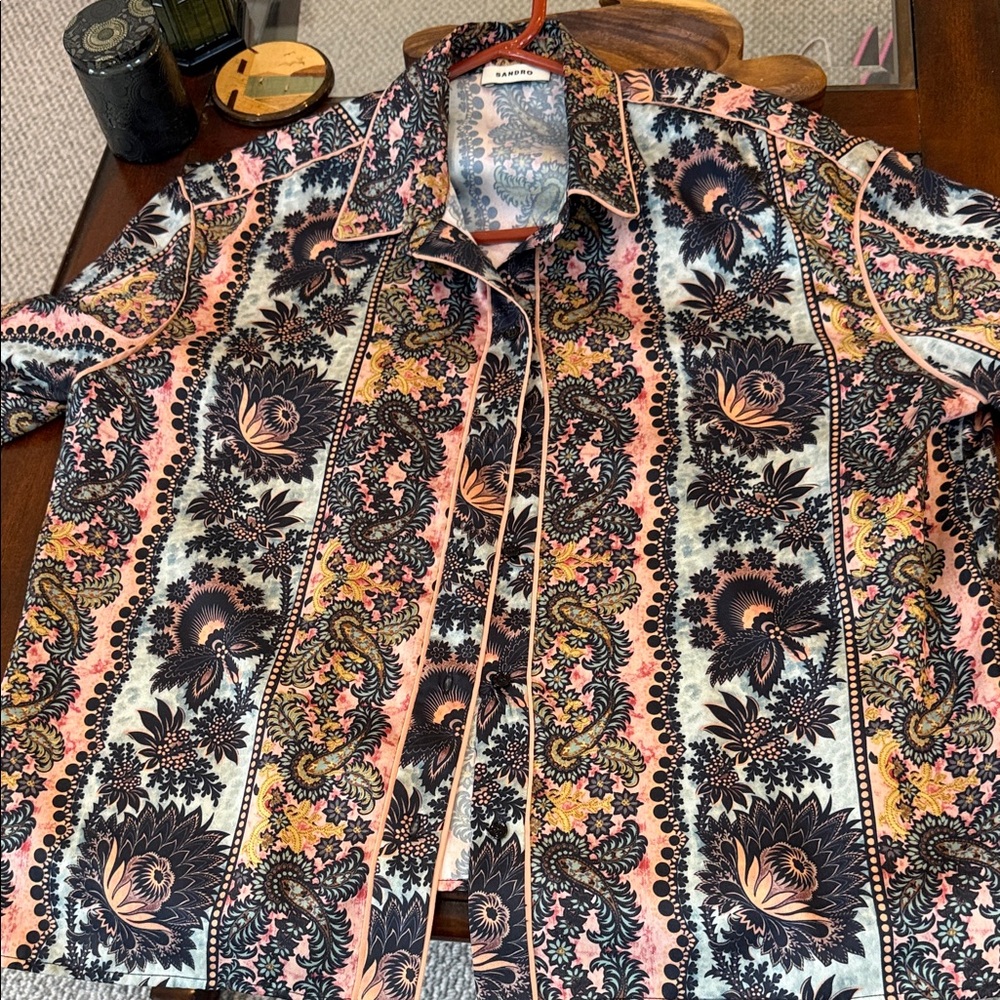 Sandro Pink and Black Floral Blouse - Picture 5 of 11